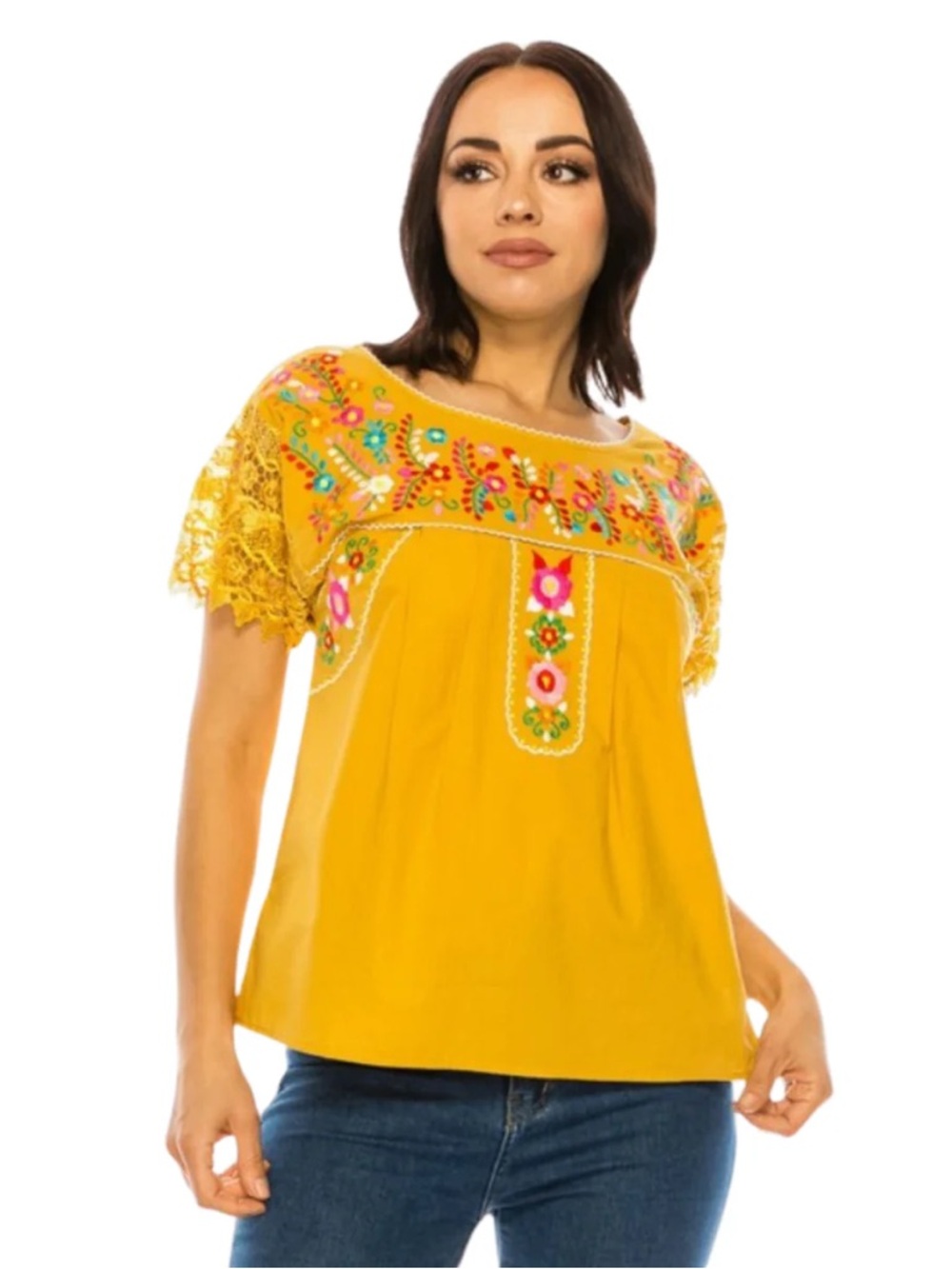 BRAND NEW WITH TAGS Sunshine Embroidered Lace Sleeve Blouse